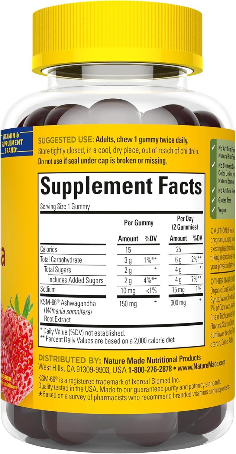 image:imageNature Made Ashwagandha Gummies Vegan KSM 66 Ashwagandha Supplement for Stress Support 60 Count 30Day Supply60 Count Pack of 1