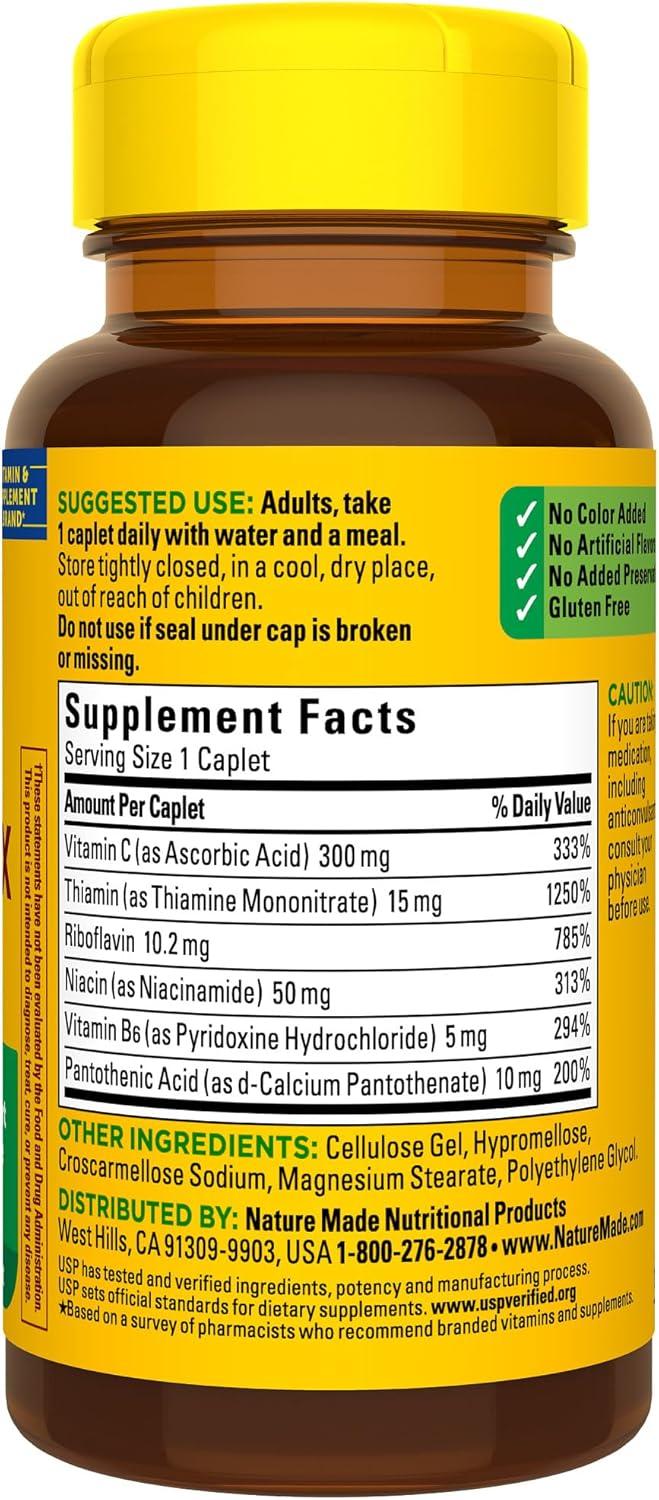 image:imageNature Made B Complex Supplement Vitamin B Complex With Vitamin C for Immune System Support 100 Caplets 100 Day Supply100 Count Pack of 2