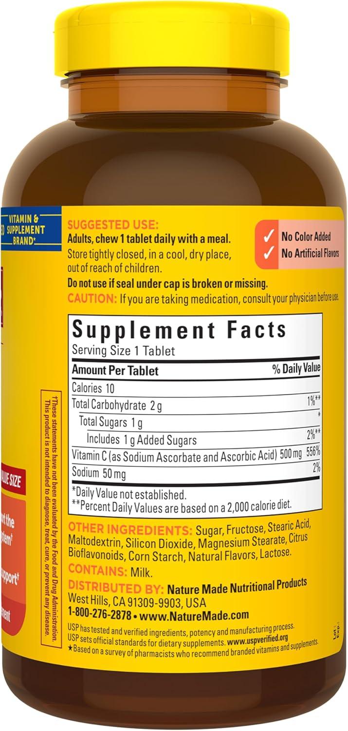 image:imageNature Made Chewable Vitamin C 500 mg Dietary Vitamin C Supplement for Immune Support 150 Tablets 150 Day SupplyOrange