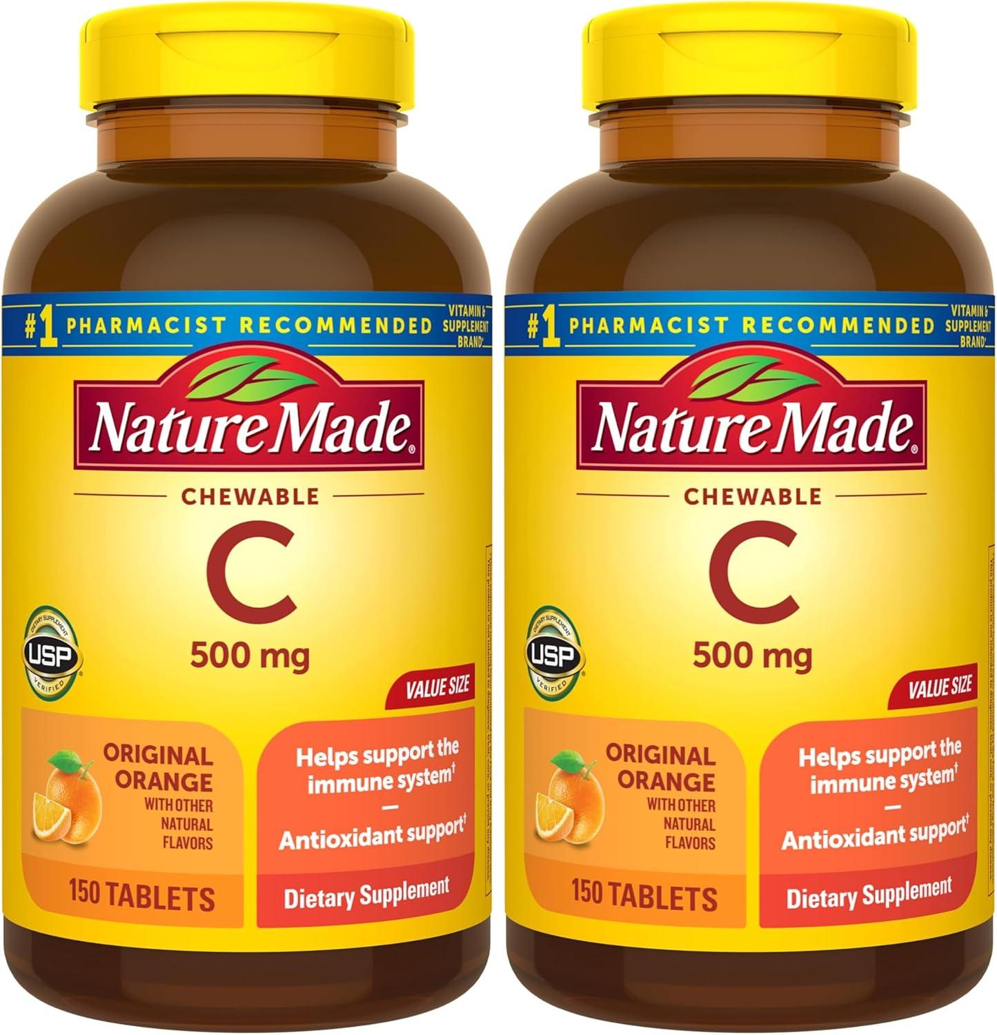image:imageNature Made Chewable Vitamin C 500 mg Dietary Vitamin C Supplement for Immune Support 150 Tablets 150 Day SupplyOrange