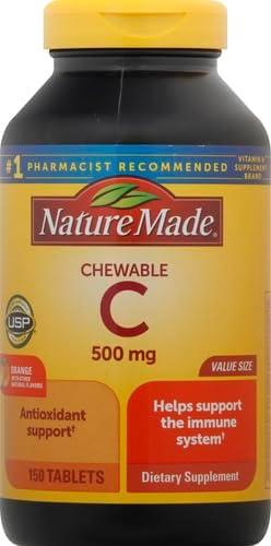 image:imageNature Made Chewable Vitamin C 500 mg Dietary Vitamin C Supplement for Immune Support 150 Tablets 150 Day SupplyOrange