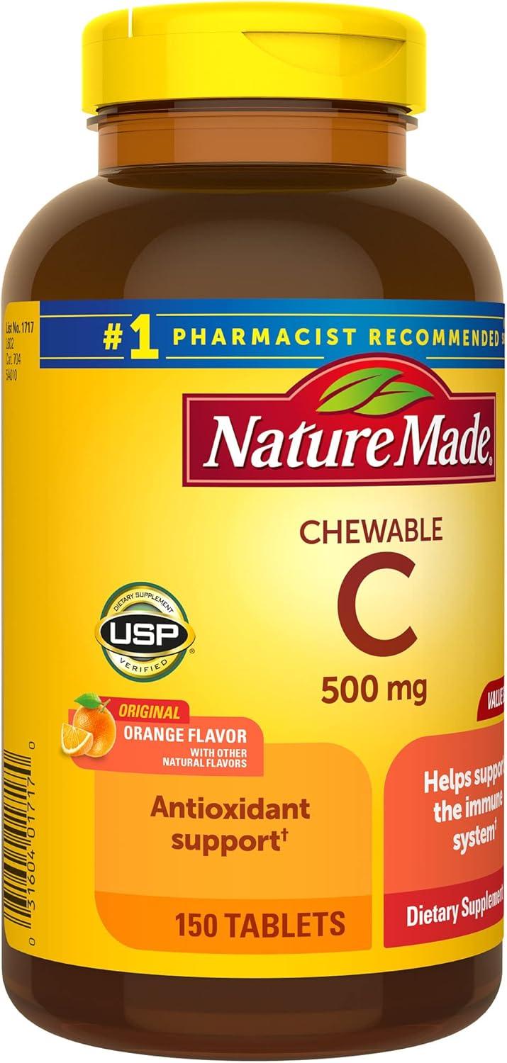image:imageNature Made Chewable Vitamin C 500 mg Dietary Vitamin C Supplement for Immune Support 150 Tablets 150 Day SupplyOrange