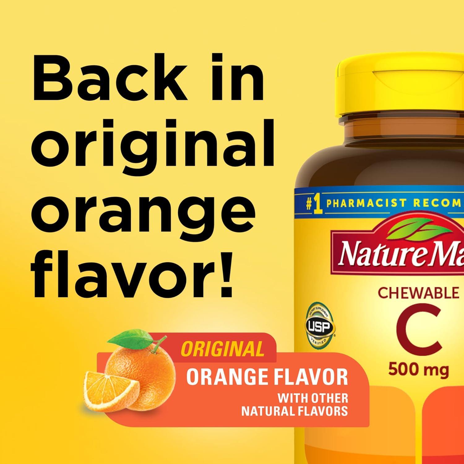 image:imageNature Made Chewable Vitamin C 500 mg Dietary Vitamin C Supplement for Immune Support 150 Tablets 150 Day SupplyOrange