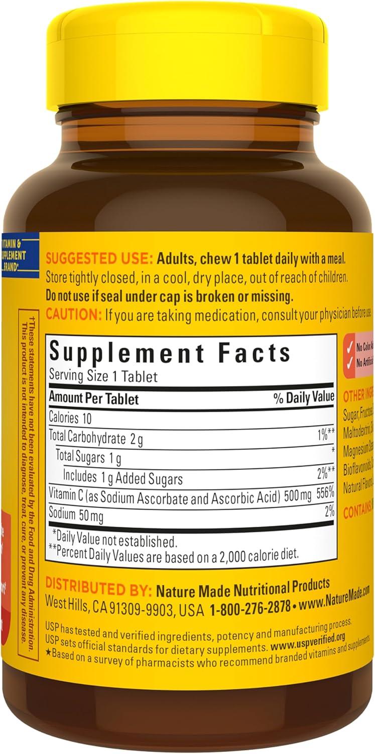 image:imageNature Made Chewable Vitamin C 500 mg Dietary Vitamin C Supplement for Immune Support 150 Tablets 150 Day SupplyOrange