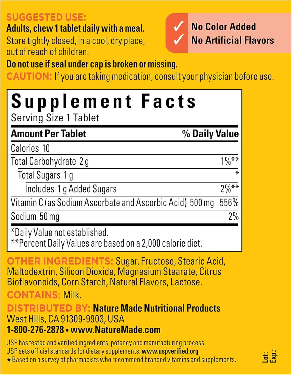 image:imageNature Made Chewable Vitamin C 500 mg Dietary Vitamin C Supplement for Immune Support 150 Tablets 150 Day SupplyOrange