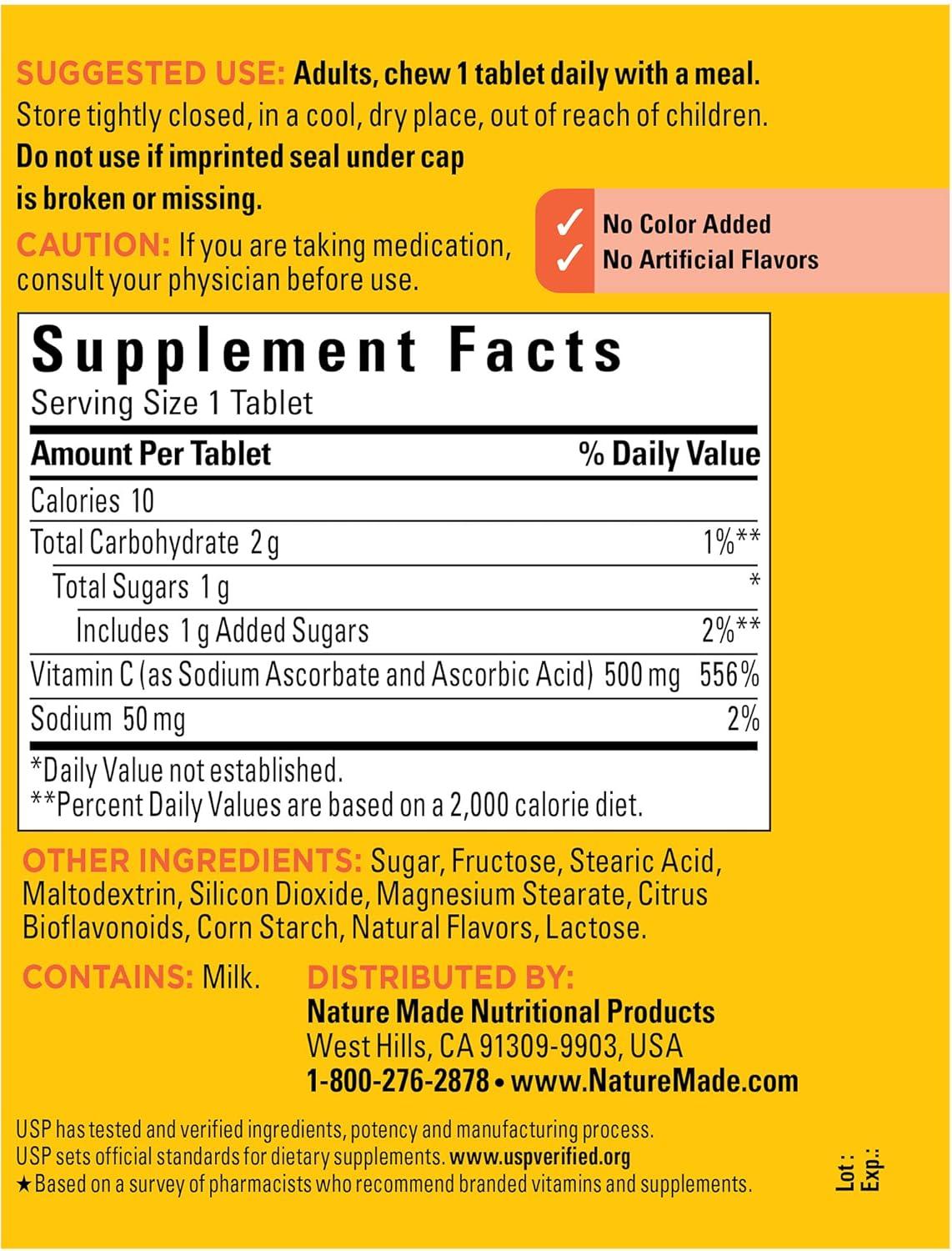 image:imageNature Made Chewable Vitamin C 500 mg Dietary Vitamin C Supplement for Immune Support 150 Tablets 150 Day SupplyOrange