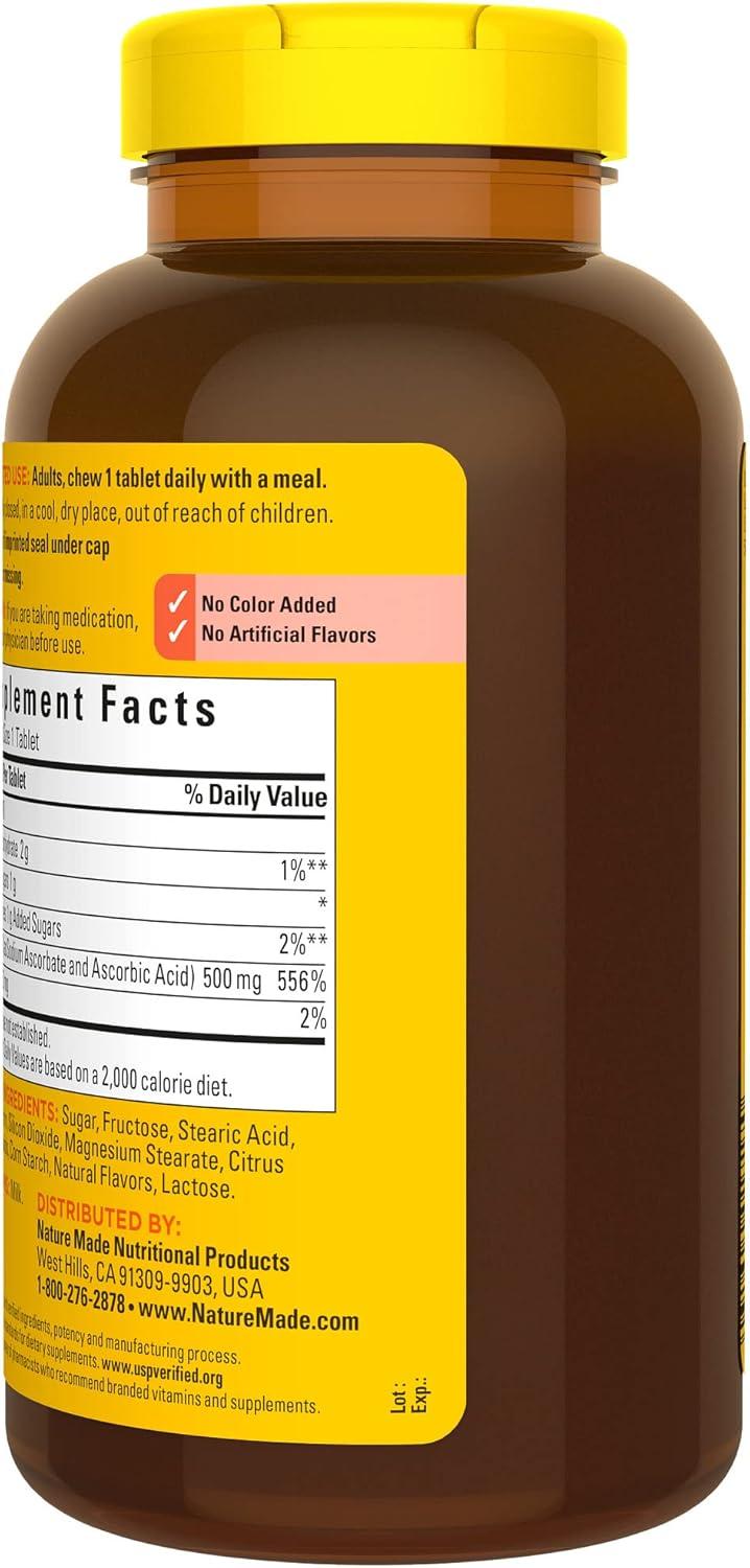 image:imageNature Made Chewable Vitamin C 500 mg Dietary Vitamin C Supplement for Immune Support 150 Tablets 150 Day SupplyOrange