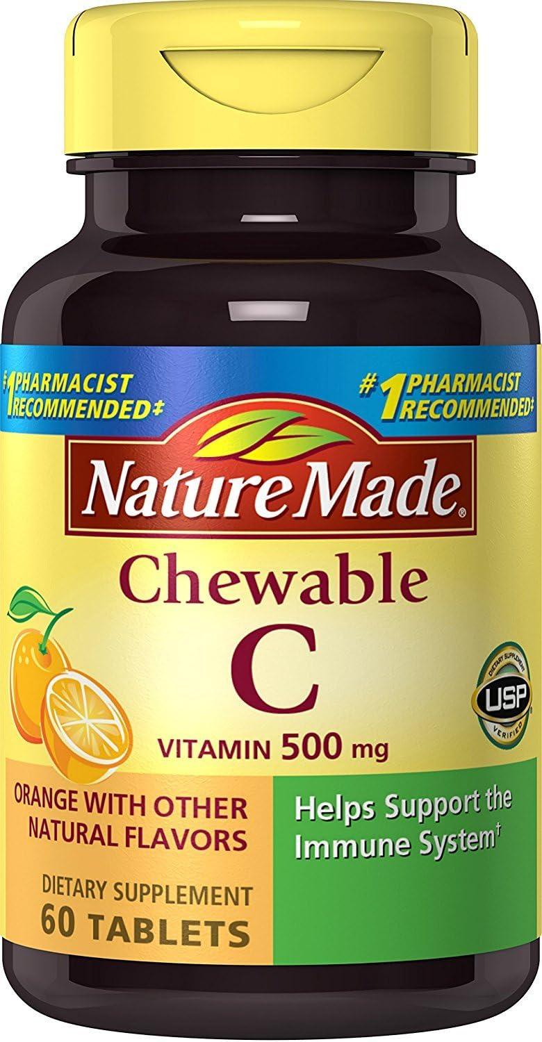 image:imageNature Made Chewable Vitamin C 500 mg Dietary Vitamin C Supplement for Immune Support 150 Tablets 150 Day SupplyOrange
