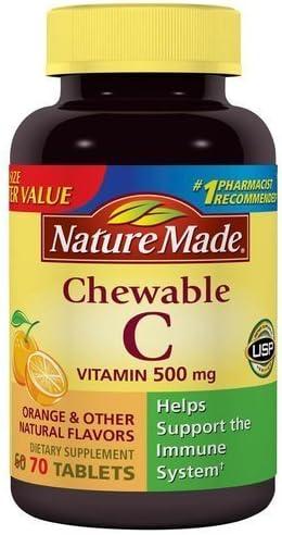 image:imageNature Made Chewable Vitamin C 500 mg Dietary Vitamin C Supplement for Immune Support 150 Tablets 150 Day SupplyOrange