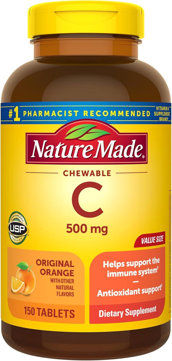 image:imageNature Made Chewable Vitamin C 500 mg Dietary Vitamin C Supplement for Immune Support 150 Tablets 150 Day SupplyOrange