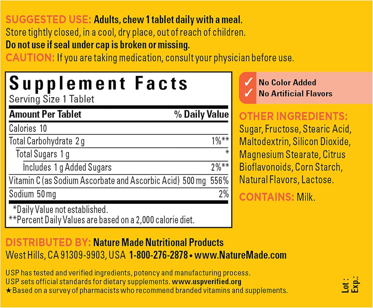 image:imageNature Made Chewable Vitamin C 500 mg Dietary Vitamin C Supplement for Immune Support 150 Tablets 150 Day SupplyOrange