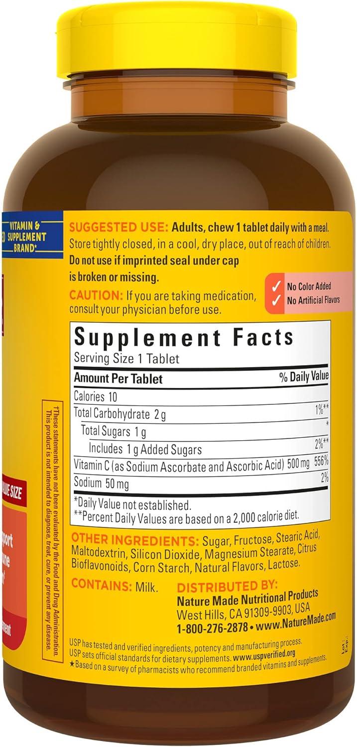 image:imageNature Made Chewable Vitamin C 500 mg Dietary Vitamin C Supplement for Immune Support 150 Tablets 150 Day SupplyOrange