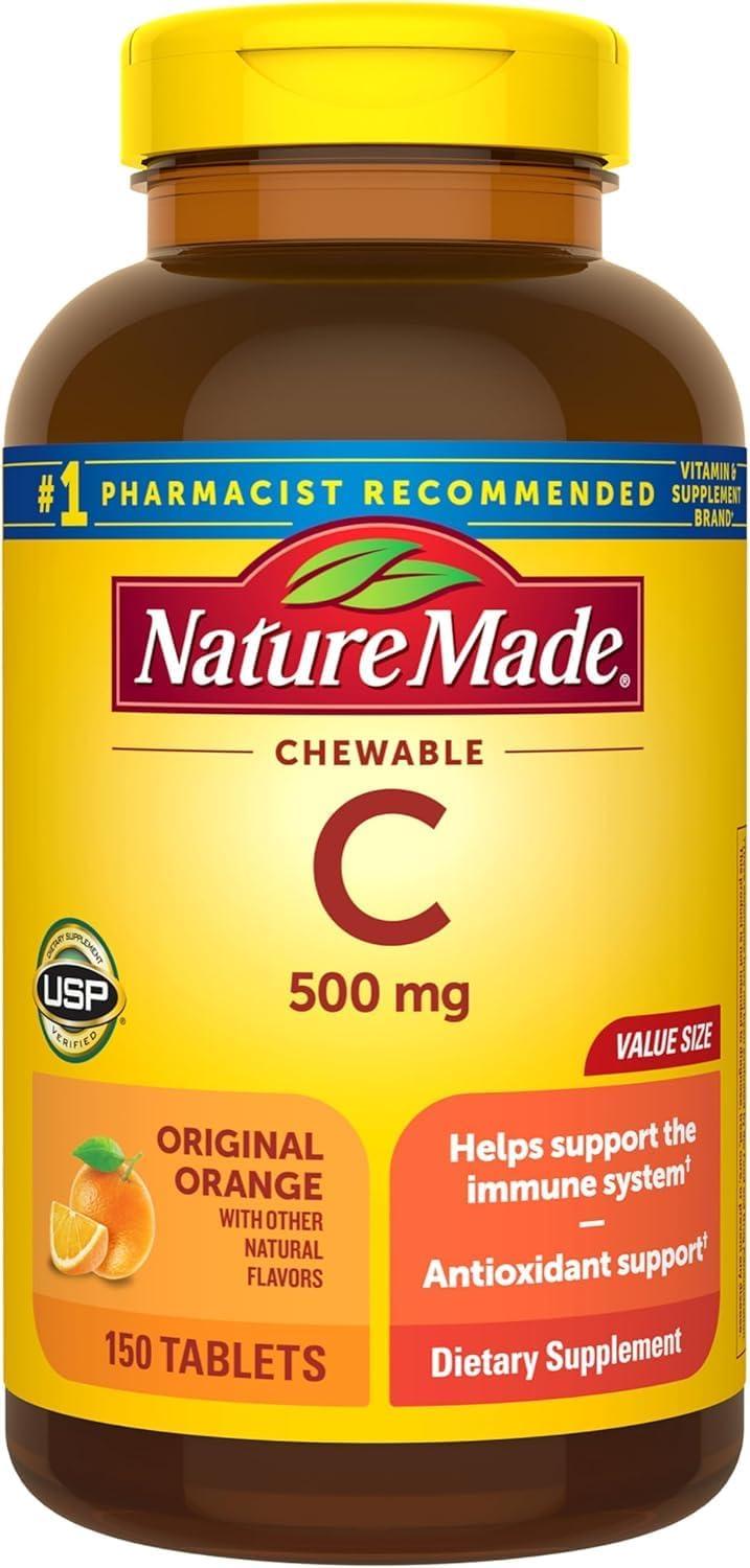 image:imageNature Made Chewable Vitamin C 500 mg Dietary Vitamin C Supplement for Immune Support 150 Tablets 150 Day SupplyUnflavored