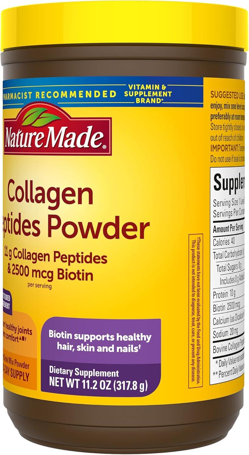 image:imageNature Made Collagen Peptides Powder Type 1 and 3 Joint Support Collagen Powder Unflavored Sugar Free Keto Friendly with Biotin for Hair Skin amp Nails Support 112 oz 28 Day Supply