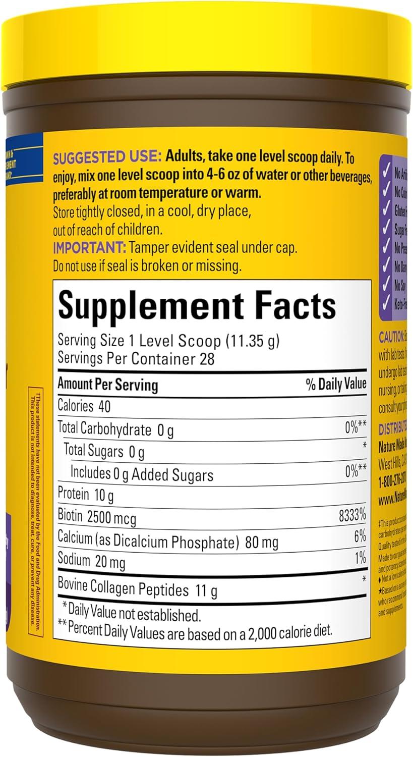 image:imageNature Made Collagen Peptides Powder Type 1 and 3 Joint Support Collagen Powder Unflavored Sugar Free Keto Friendly with Biotin for Hair Skin amp Nails Support 112 oz 28 Day Supply