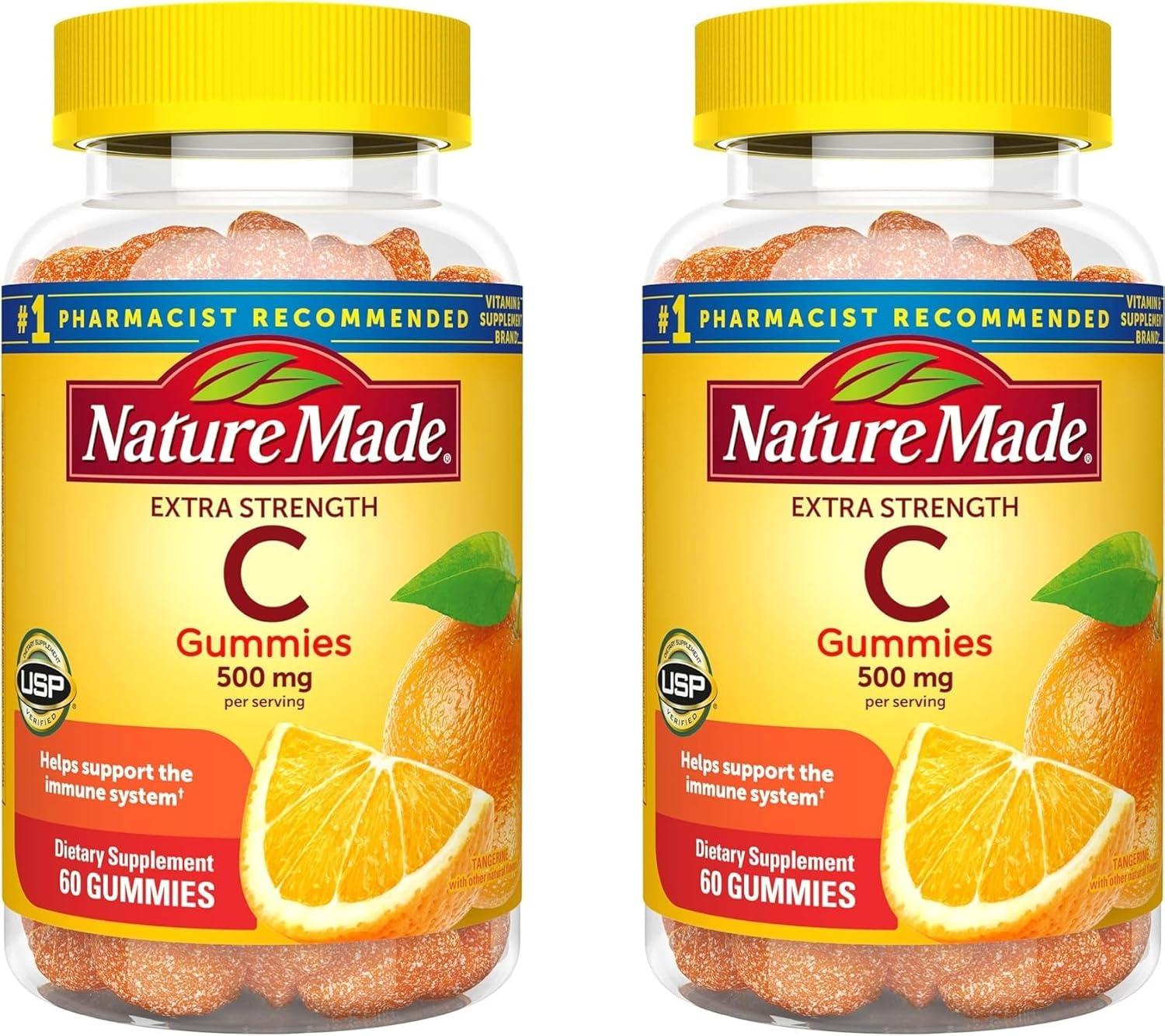 image:imageNature Made Extra Strength Dosage Vitamin C 500 mg per serving Dietary Supplement Vitamin C Gummies for Immune Support 60 Gummies 30 Day SupplyNo Artificial Sweeteners