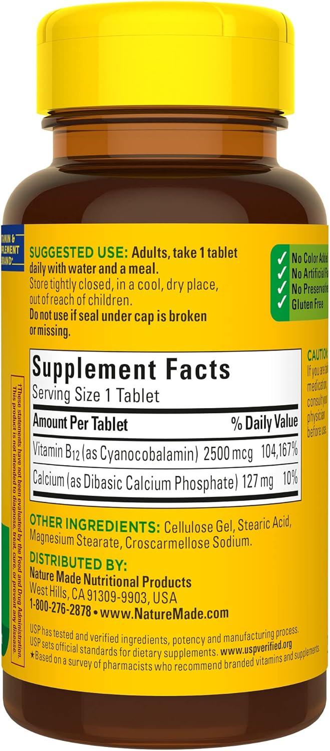 image:imageNature Made Extra Strength Vitamin B12 2500 mcg B12 Vitamins Dietary Supplement for Energy Metabolism Support 60 Tablets 60 Day Supply
