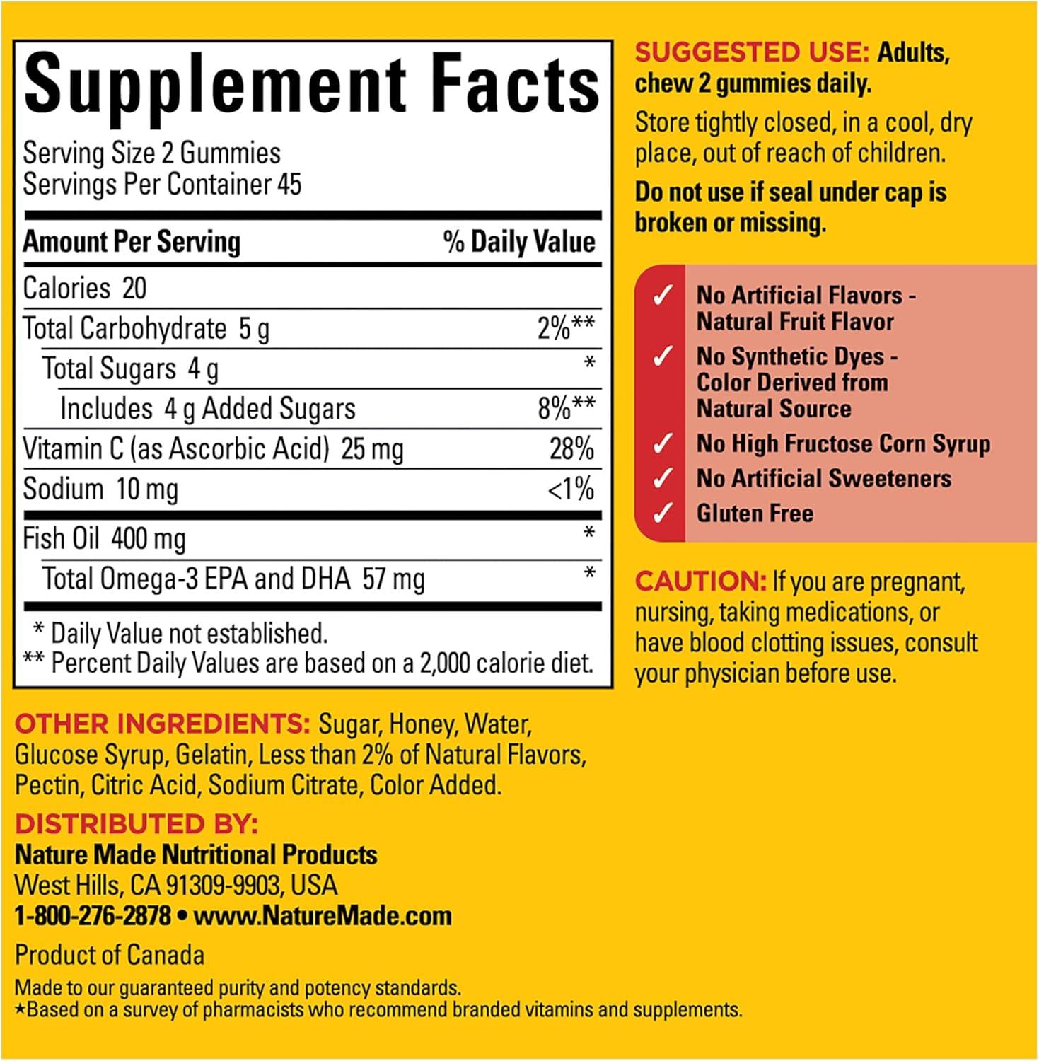 image:imageNature Made Fish Oil Omega 3 Gummies Omega 3 Fish Oil Supplements Healthy Heart Support 90 Gummies 45 Day SupplyOrange