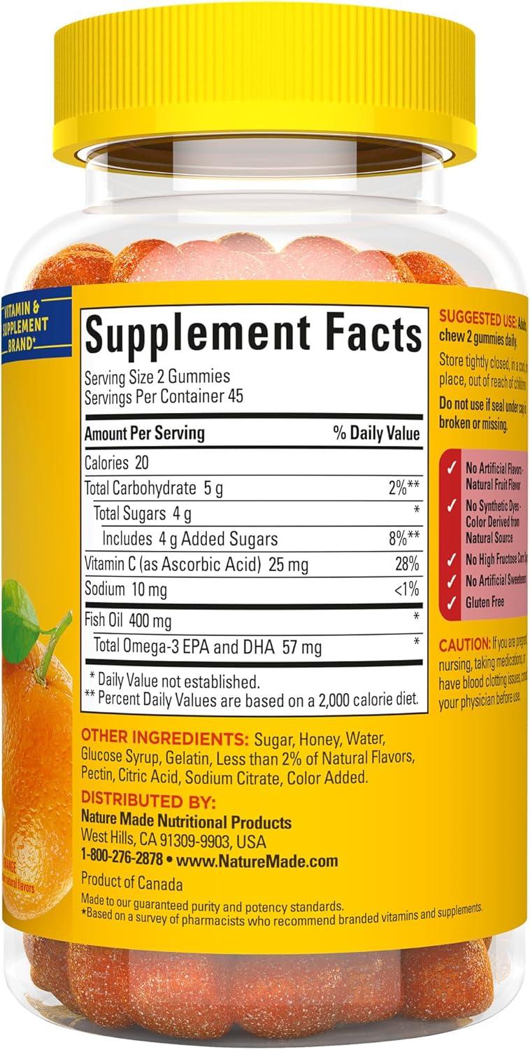 image:imageNature Made Fish Oil Omega 3 Gummies Omega 3 Fish Oil Supplements Healthy Heart Support 90 Gummies 45 Day SupplyOrange
