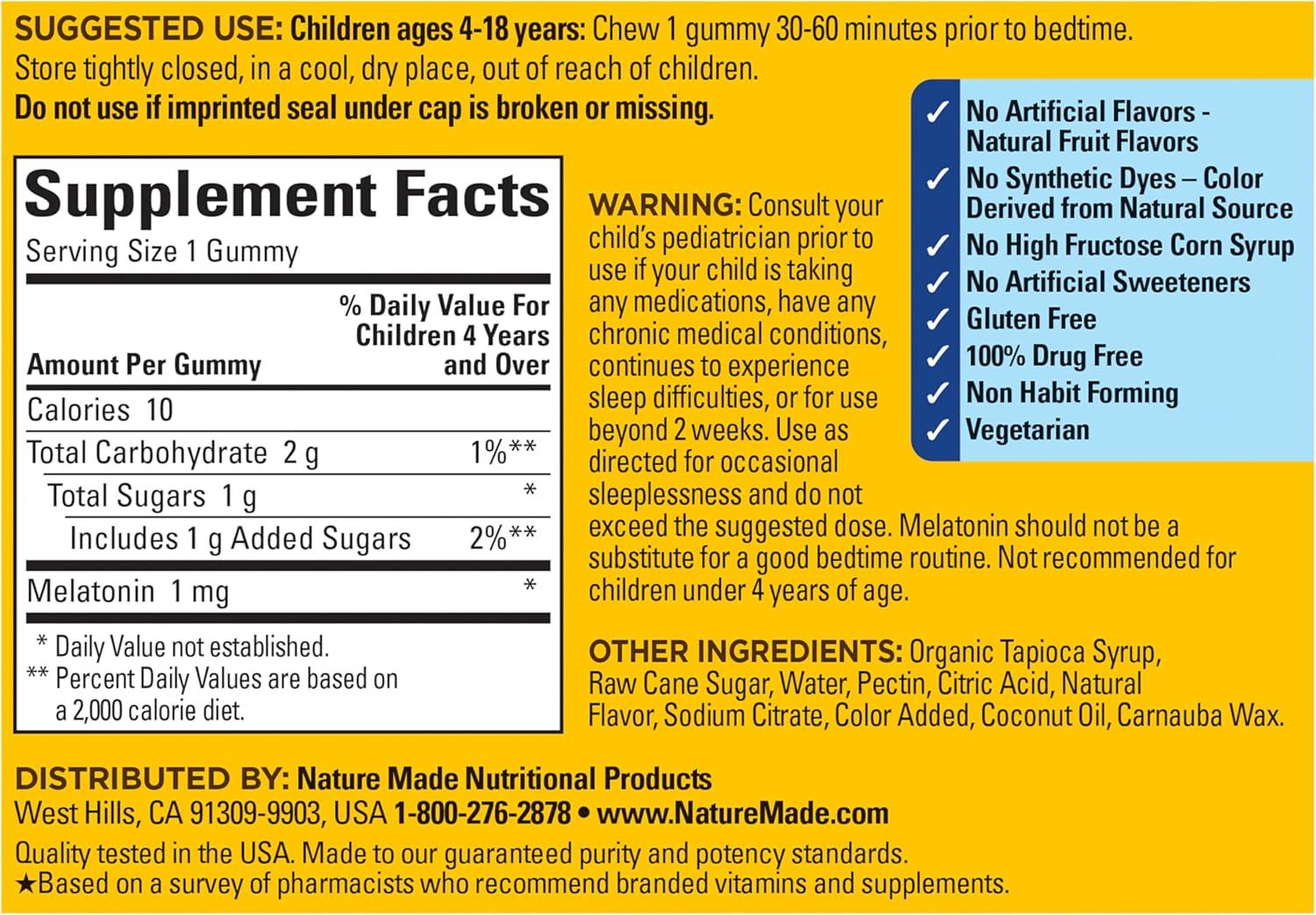 image:imageNature Made Kids First Sleep Melatonin Gummies 100 DrugFree Sleep Aid Kids Sleep Gummies for Restful Sleep 45 Count45 Count Pack of 1