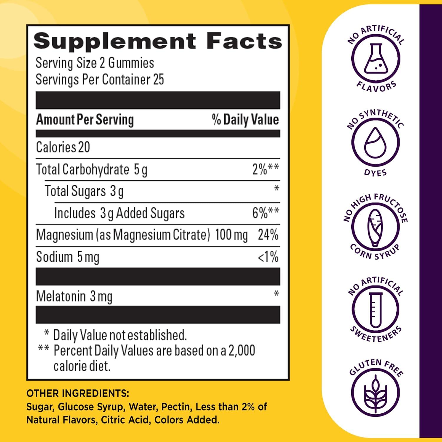 image:imageNature Made Melatonin Magnesium Gummies Sleep and Relax Support Melatonin 3mg NonHabit Forming Sleep Aid Magnesium Citrate 50 Gummies