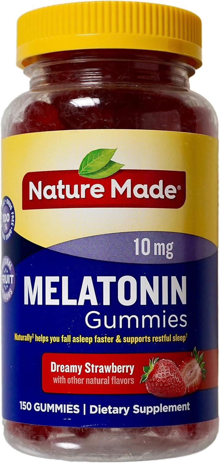 image:imageNature Made Melatonin 10 mg per serving Gummies Sleep Gummies for Adults Maximum Strength Dosage 100 Drug Free Sleep Aid 120 Count 60 Day SupplyStrawberry