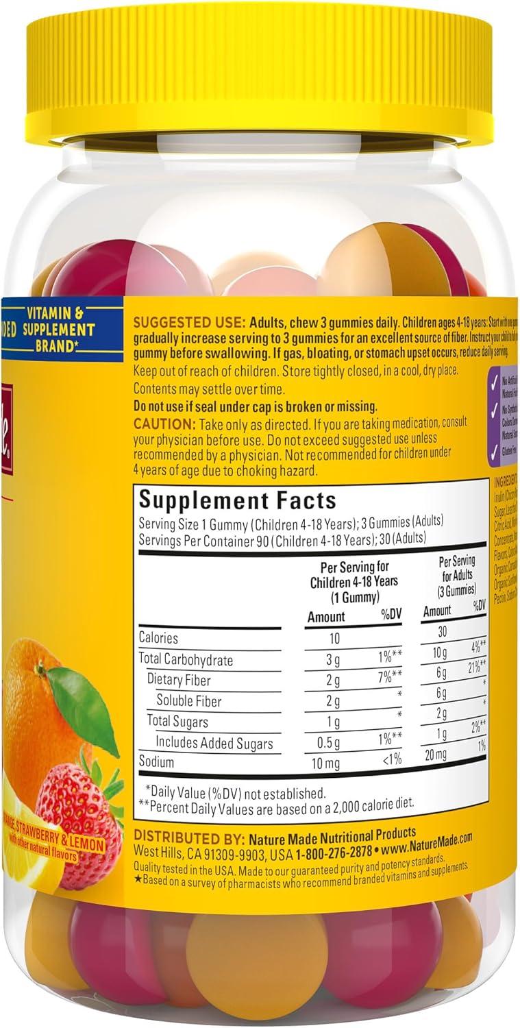 image:imageNature Made Prebiotic Fiber Gummies for Adults and Kids Fiber Supplement for Digestive System Support 90 Gummies
