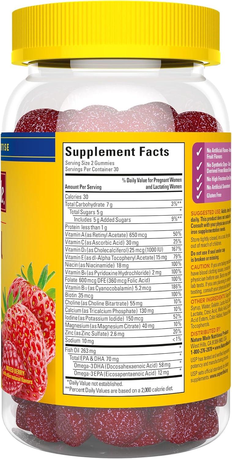 image:imageNature Made Prenatal Gummies with DHA and Folic Acid Prenatal Vitamins for Women for Daily Nutritional Support 60 Gummies 30 Day Supply60 Count Pack of 1