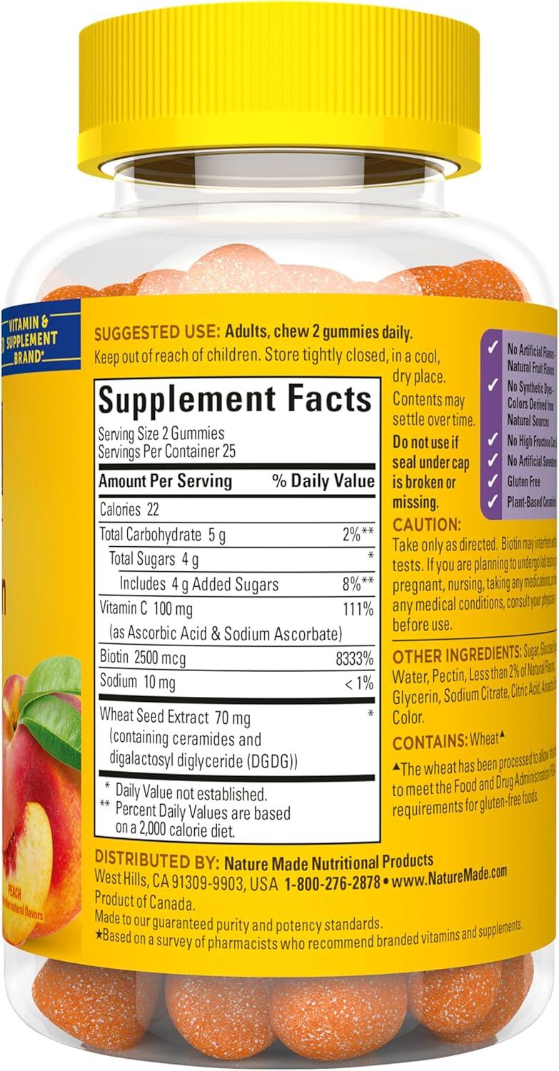 image:imageNature Made Skin Hydration Gummies Plus PlantSourced Ceramides Support Healthy Skin As You Age with Biotin amp Vitamin C 50 Gummies 25 Day Supply