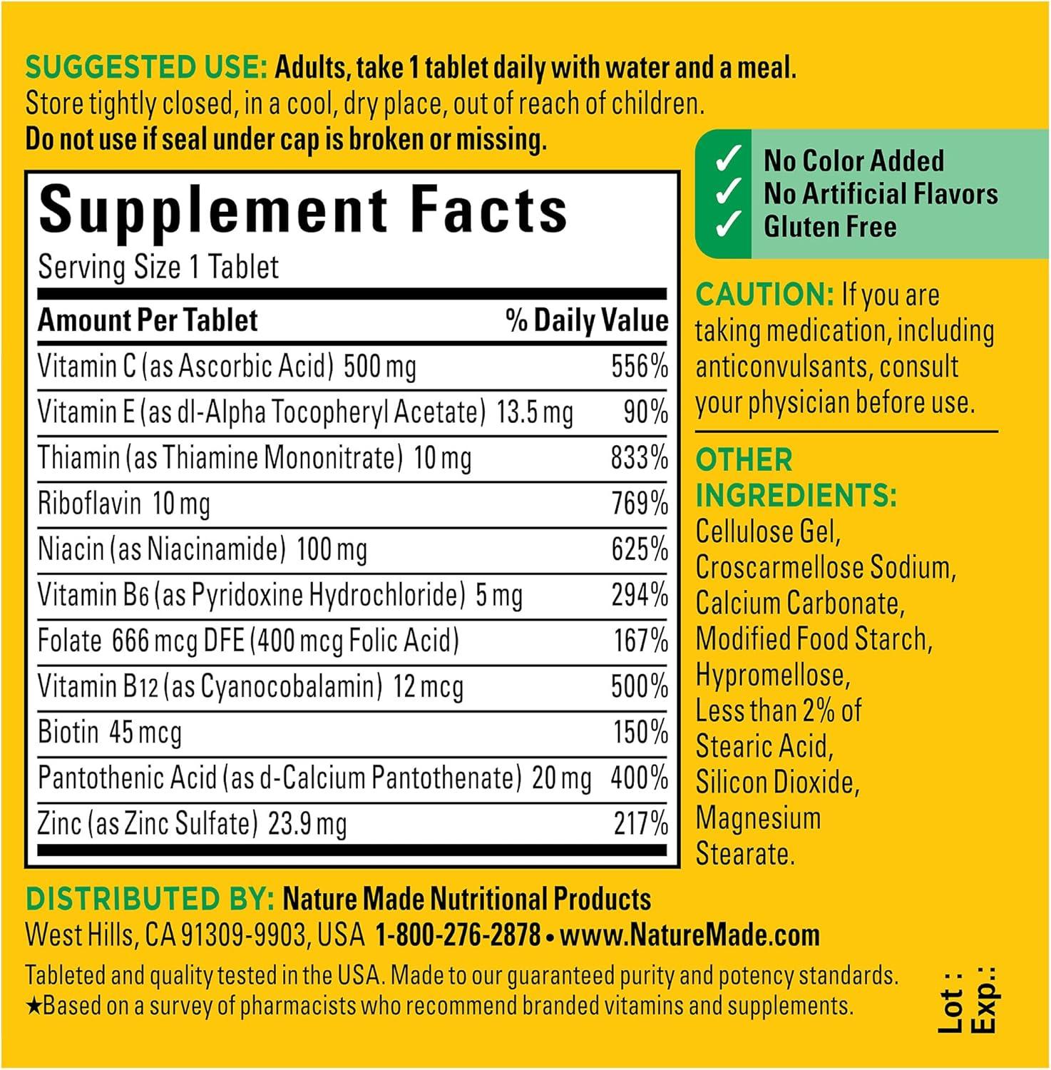 image:imageNature Made Stress B Complex with Vitamin C and Zinc B Complex Vitamins for Women and Men Immune Support 75 Tablets 75 Day SupplyUnflavored