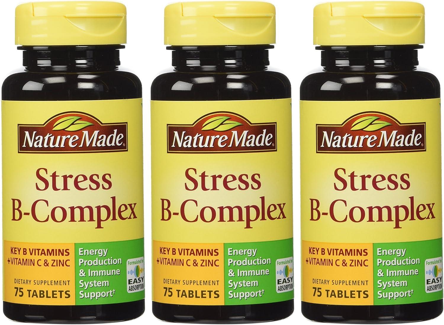 image:imageNature Made Stress B Complex with Vitamin C and Zinc B Complex Vitamins for Women and Men Immune Support 75 Tablets 75 Day SupplyUnflavored