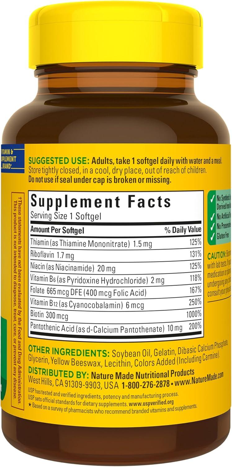 image:imageNature Made Super B Complex Vitamins for Women and Men Dietary Supplement for Energy Metabolism Support Super Vitamin B Complex 160 Softgels 160 Day SupplyUnflavored