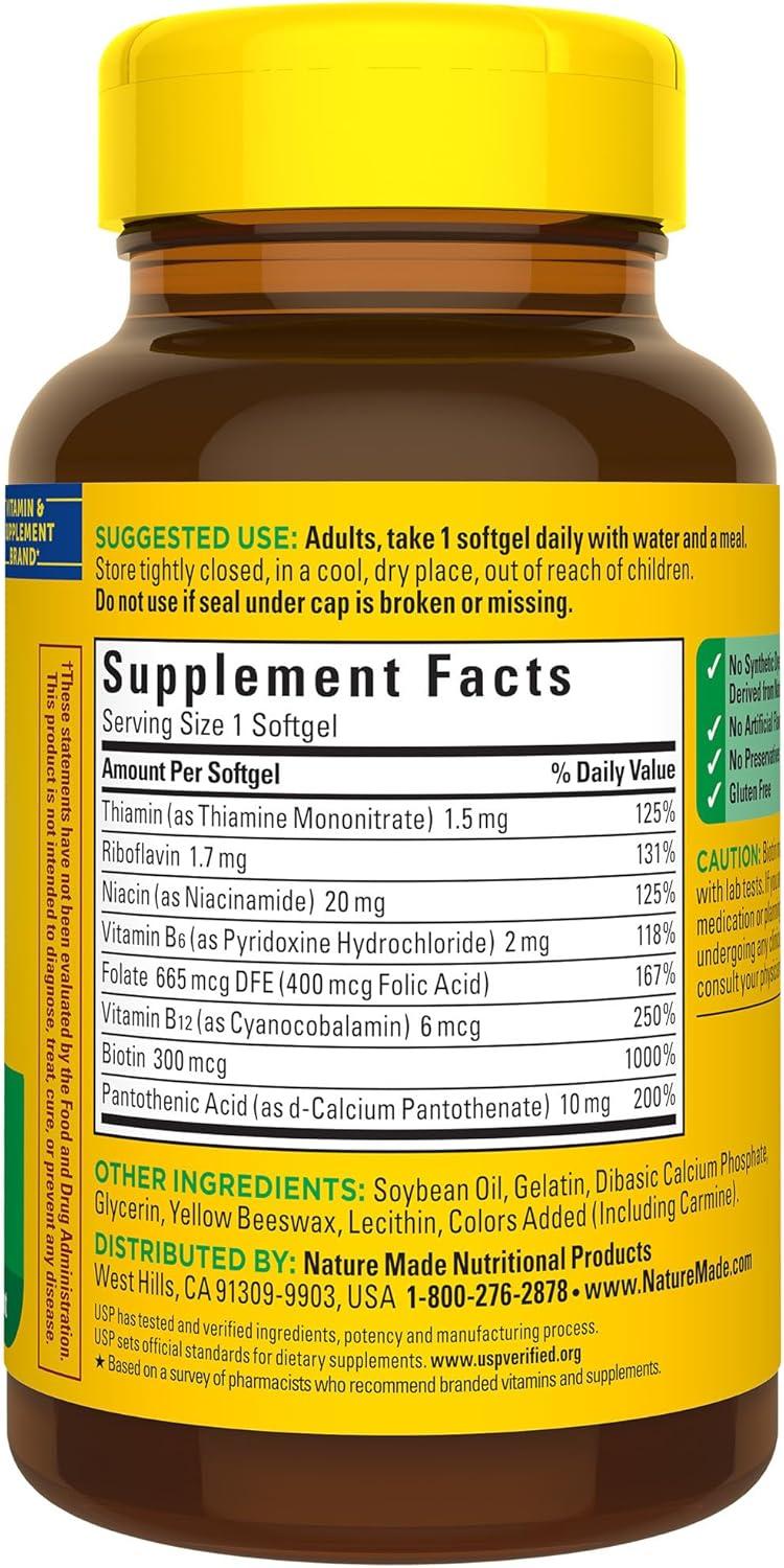 image:imageNature Made Super B Complex Vitamins for Women and Men Dietary Supplement for Energy Metabolism Support Super Vitamin B Complex 160 Softgels 160 Day SupplyUnflavored Super B Complex