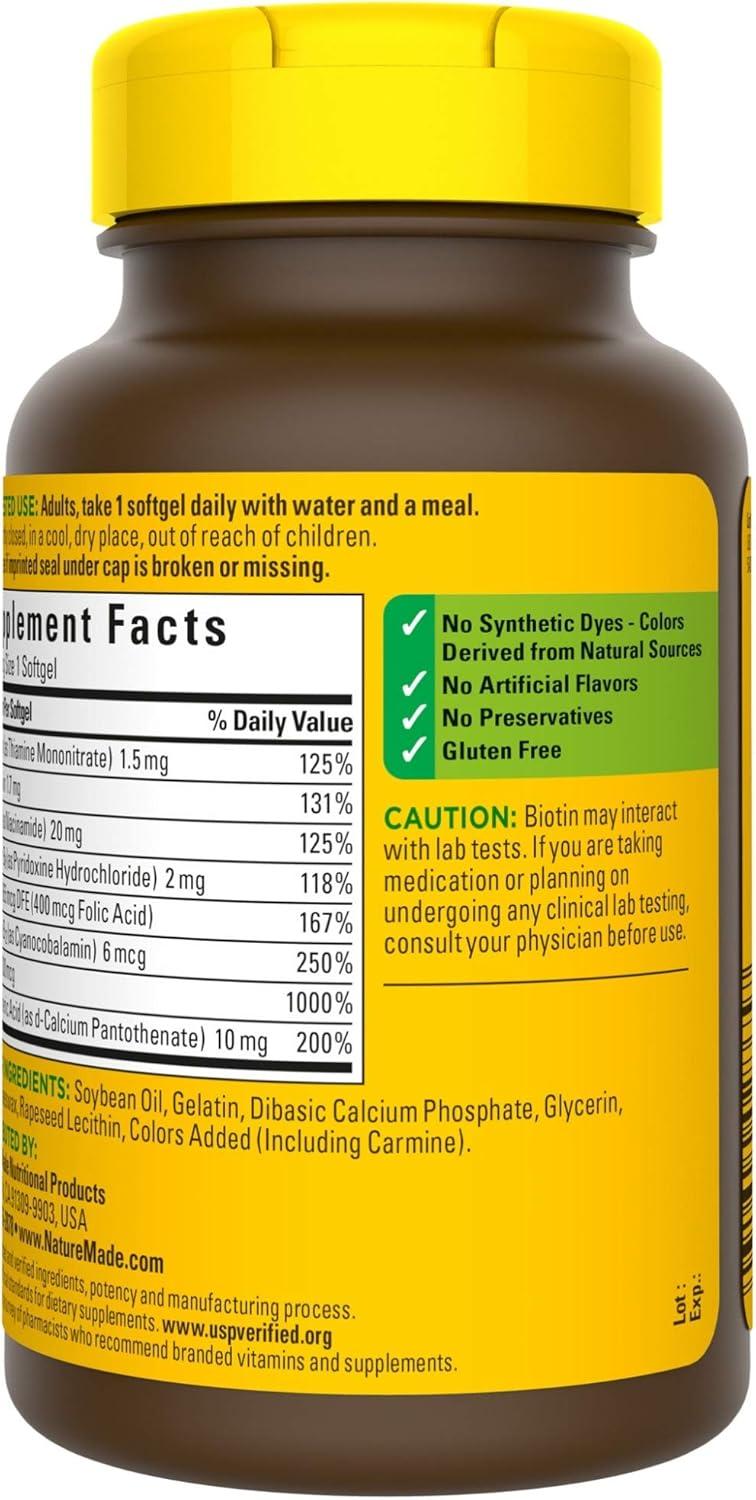 image:imageNature Made Super B Complex Vitamins for Women and Men Dietary Supplement for Energy Metabolism Support Super Vitamin B Complex 160 Softgels 160 Day SupplyUnflavored Super B Energy Complex
