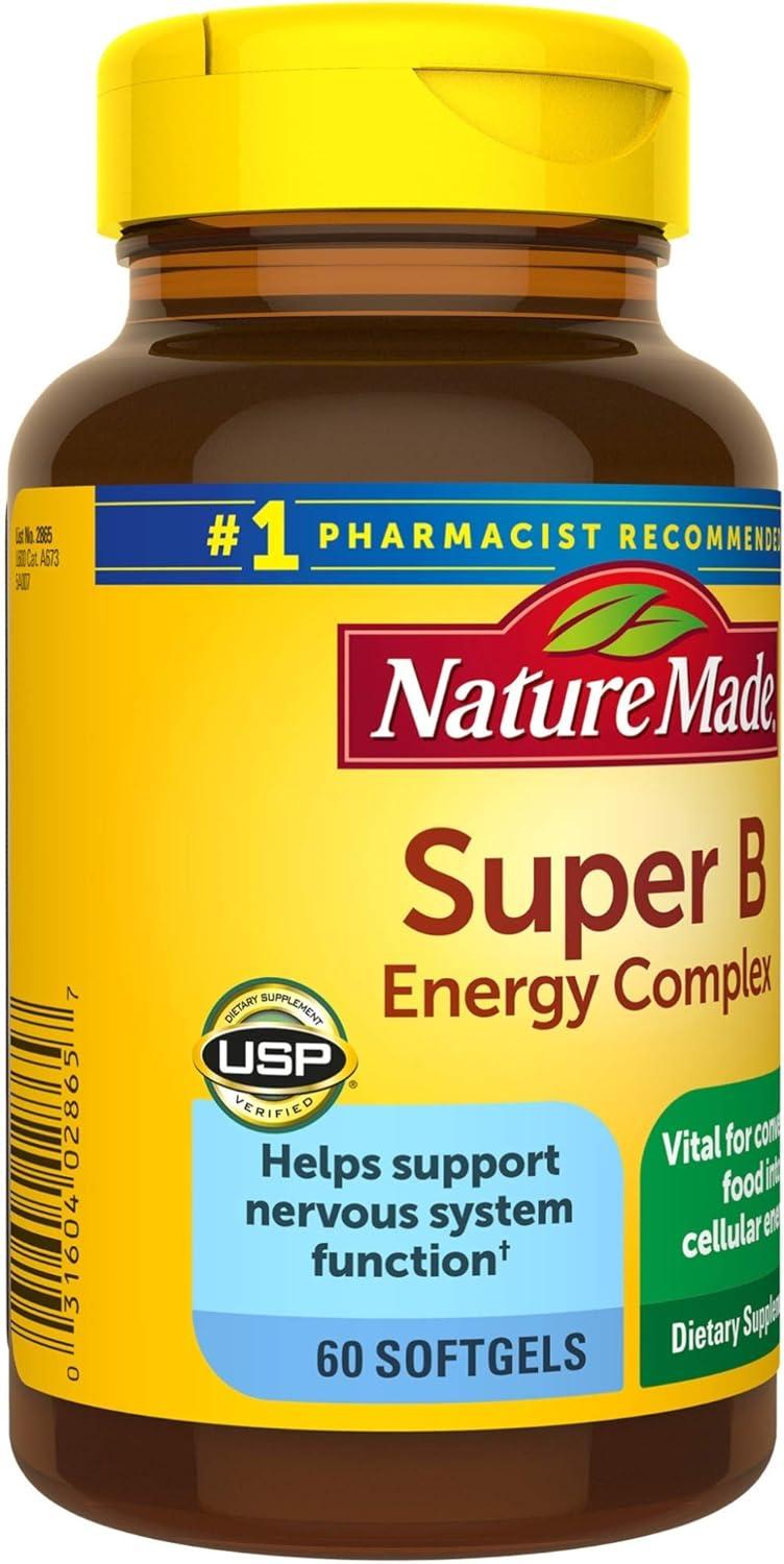 image:imageNature Made Super B Complex Vitamins for Women and Men Dietary Supplement for Energy Metabolism Support Super Vitamin B Complex 160 Softgels 160 Day SupplyUnflavored Super B Energy Complex