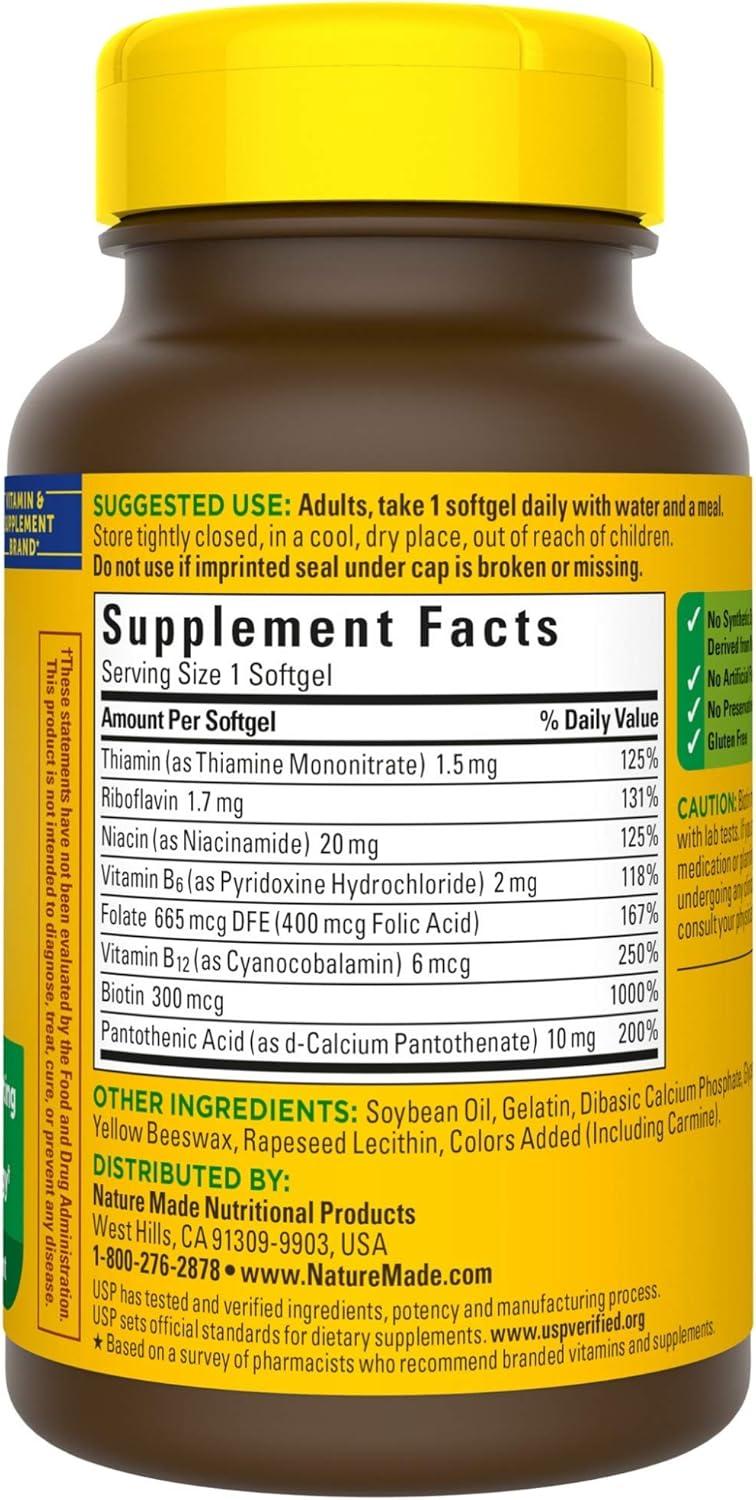 image:imageNature Made Super B Complex Vitamins for Women and Men Dietary Supplement for Energy Metabolism Support Super Vitamin B Complex 160 Softgels 160 Day SupplyUnflavored Super B Energy Complex