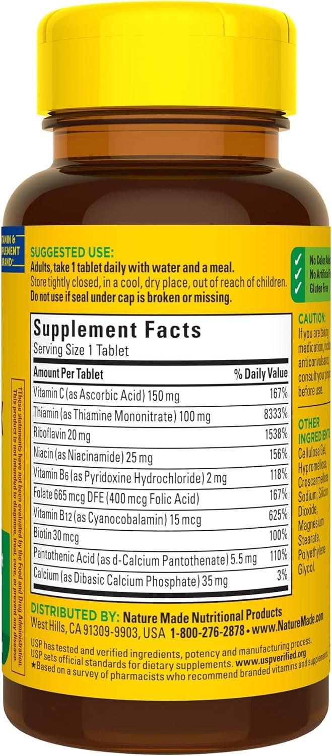image:imageNature Made Super B Complex with Vitamin C amp Folic Acid B Complex Vitamins for Women and Men Dietary Supplement for Immune Support 140 Tablets 140 Day Supply60 Count Pack of 1