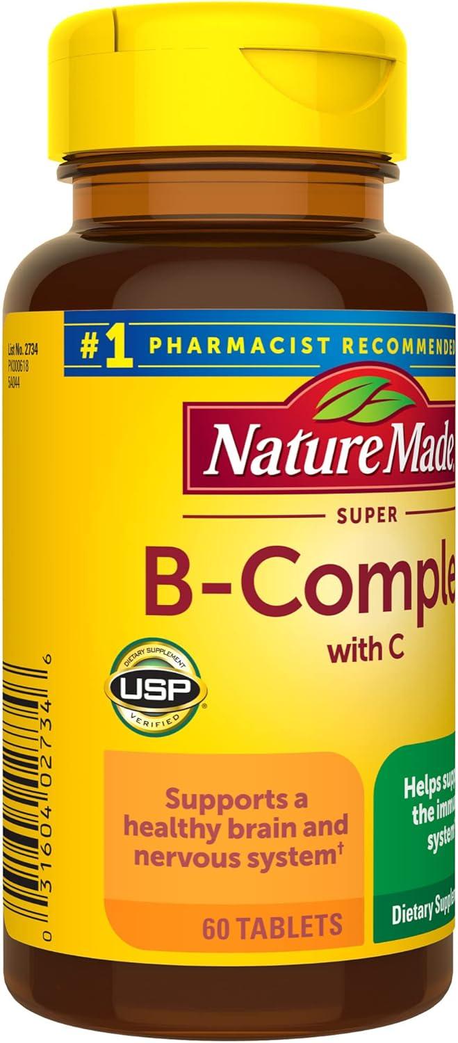 image:imageNature Made Super B Complex with Vitamin C amp Folic Acid B Complex Vitamins for Women and Men Dietary Supplement for Immune Support 140 Tablets 140 Day Supply60 Count Pack of 1