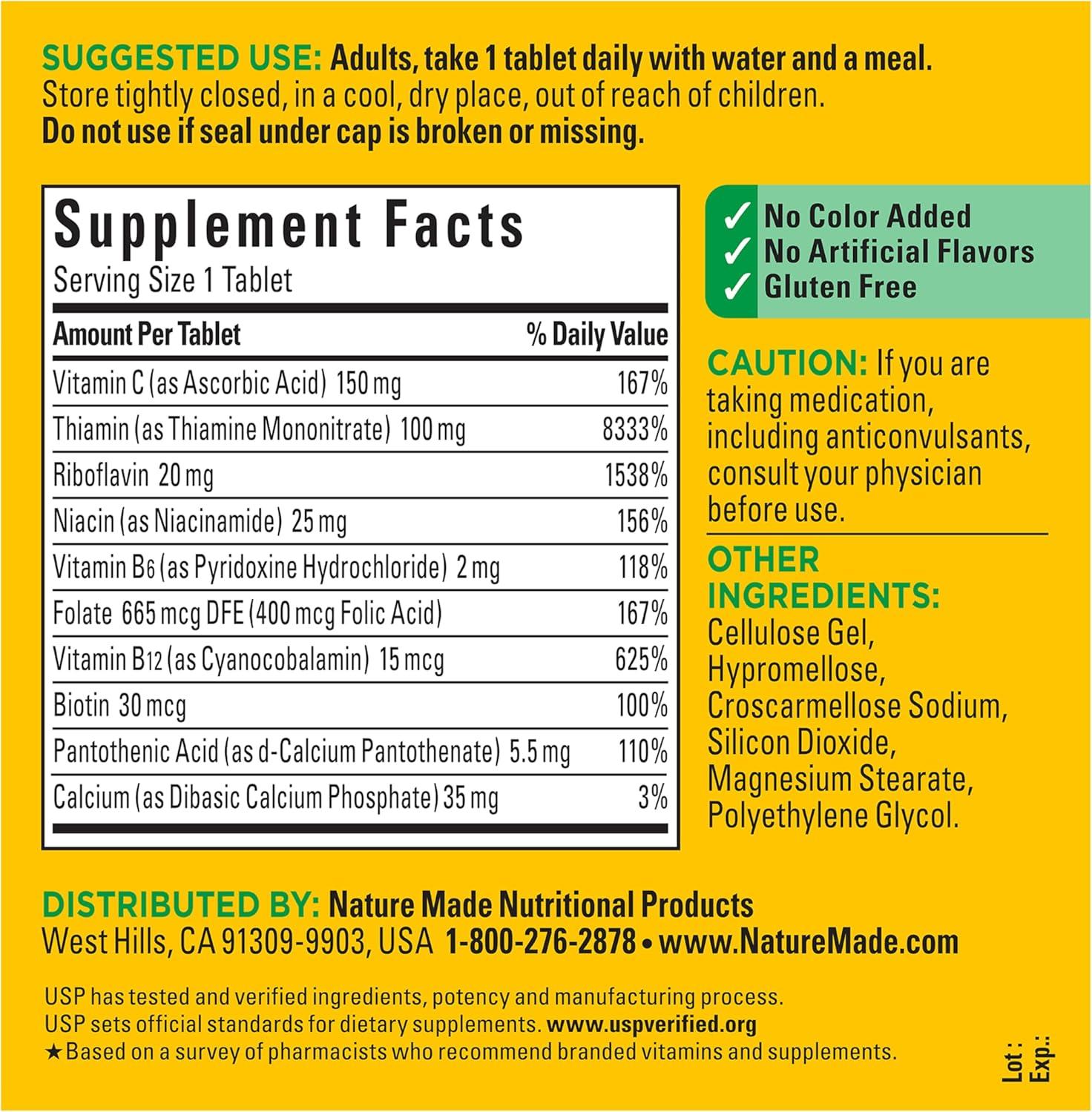 image:imageNature Made Super B Complex with Vitamin C amp Folic Acid B Complex Vitamins for Women and Men Dietary Supplement for Immune Support 140 Tablets 140 Day Supply360 Count Pack of 1