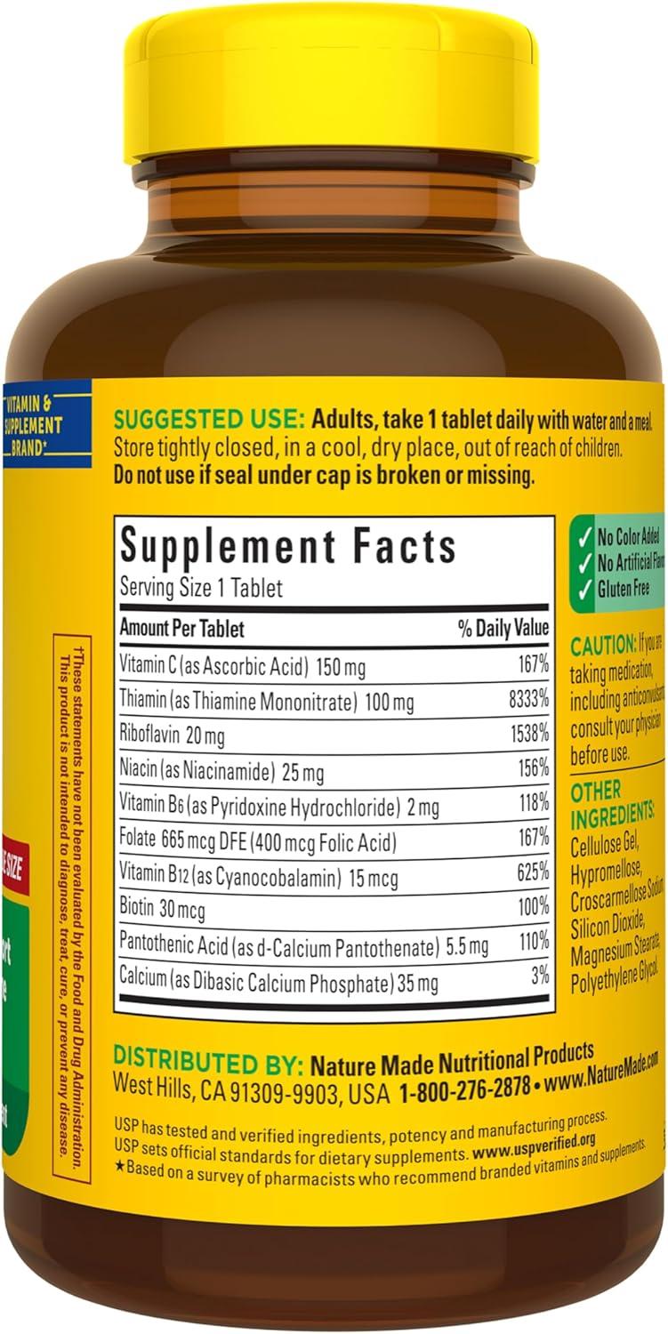image:imageNature Made Super B Complex with Vitamin C amp Folic Acid B Complex Vitamins for Women and Men Dietary Supplement for Immune Support 140 Tablets 140 Day Supply360 Count Pack of 1