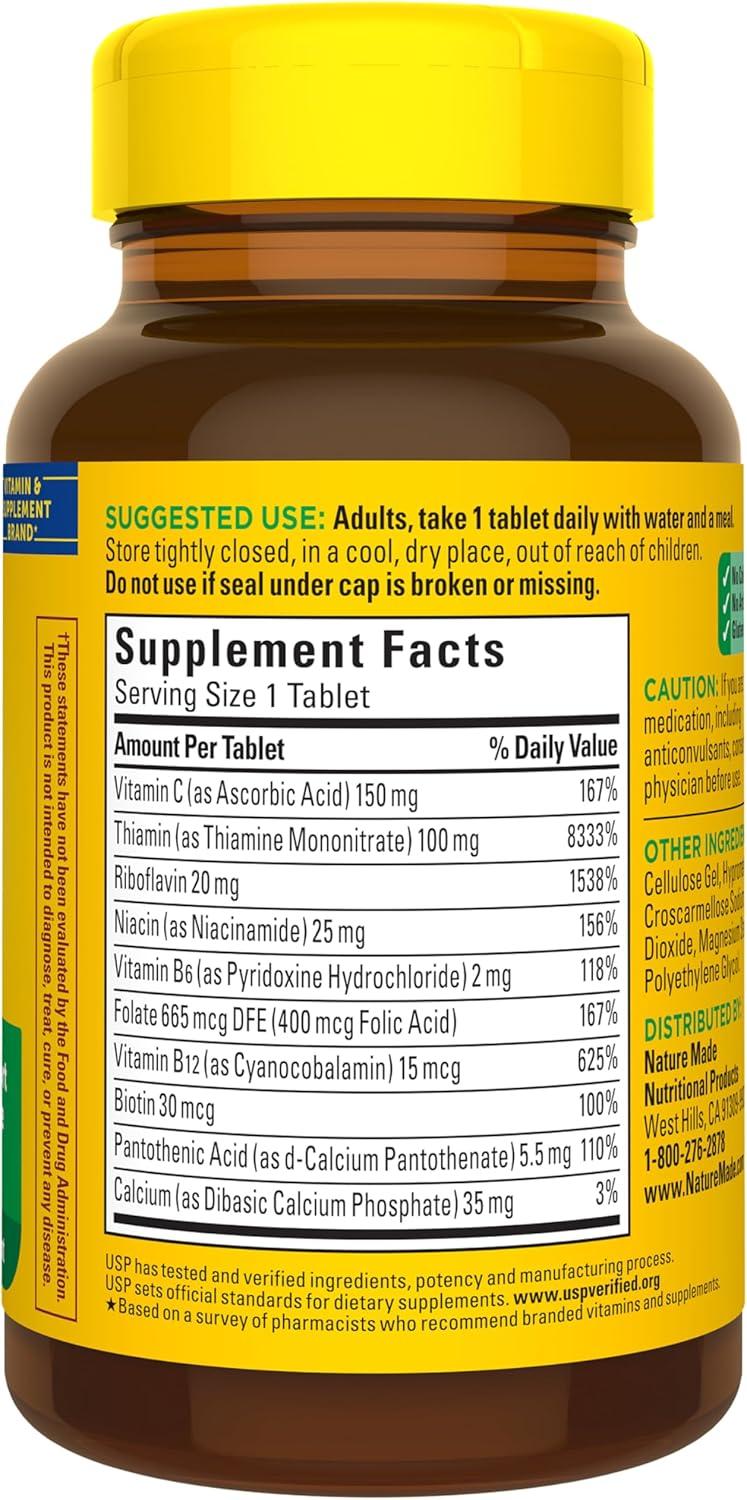 image:imageNature Made Super B Complex with Vitamin C amp Folic Acid B Complex Vitamins for Women and Men Dietary Supplement for Immune Support 140 Tablets 140 Day Supply140 Count Pack of 1