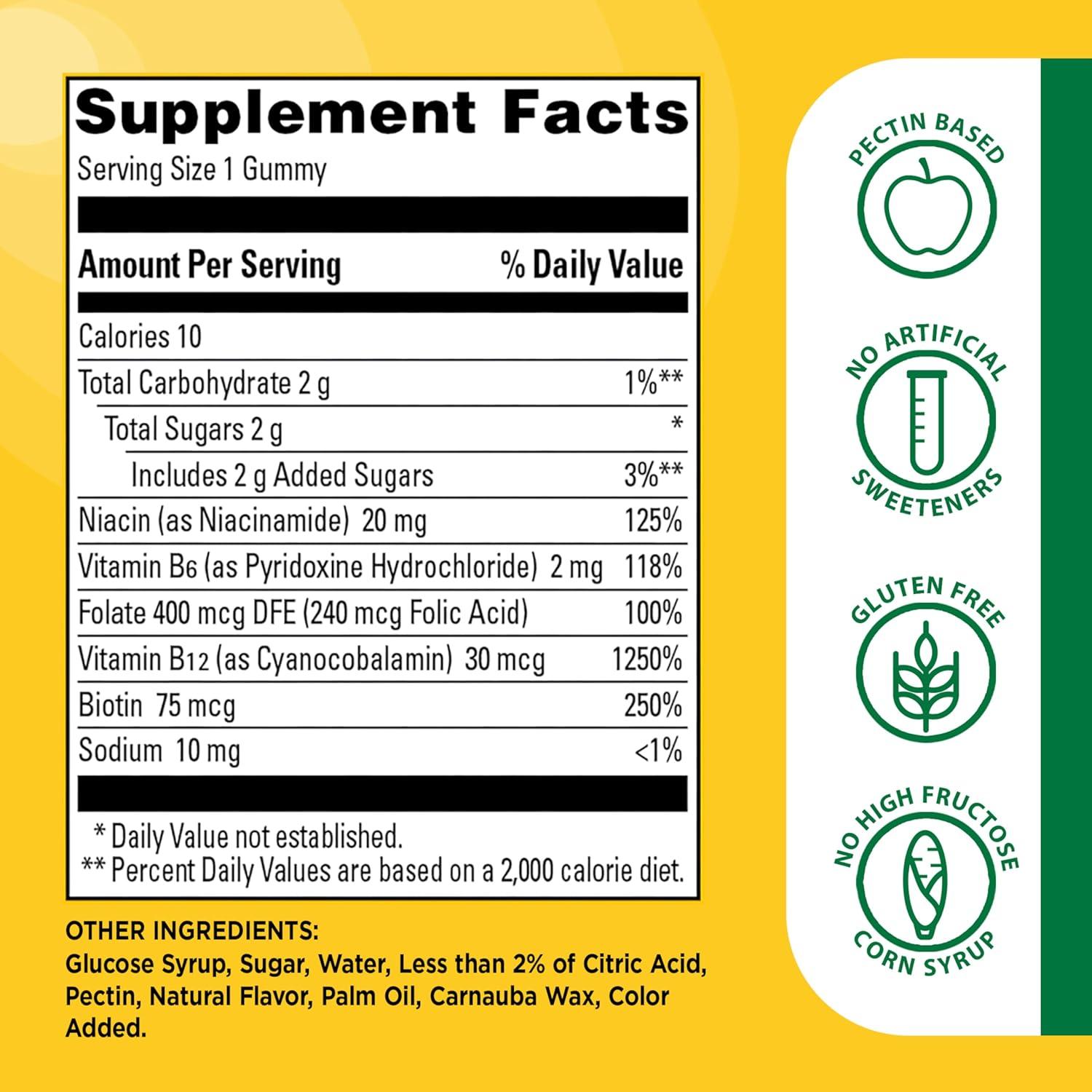 image:imageNature Made Vitamin B Complex Gummies 5 B Vitamins for Energy and Brain Support 60 Pectin Based Gummies 60 Day Supply