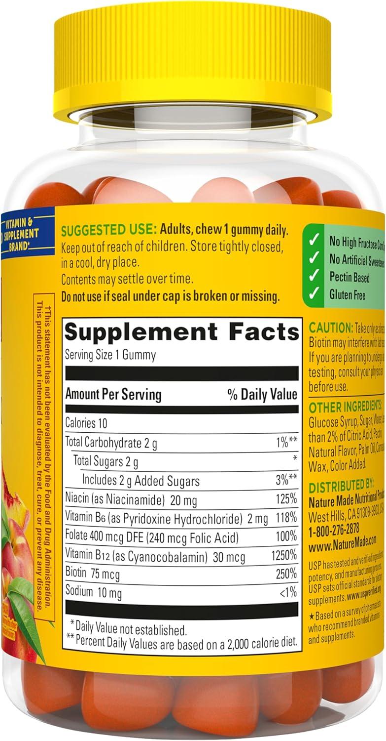 image:imageNature Made Vitamin B Complex Gummies 5 B Vitamins for Energy and Brain Support 60 Pectin Based Gummies 60 Day Supply