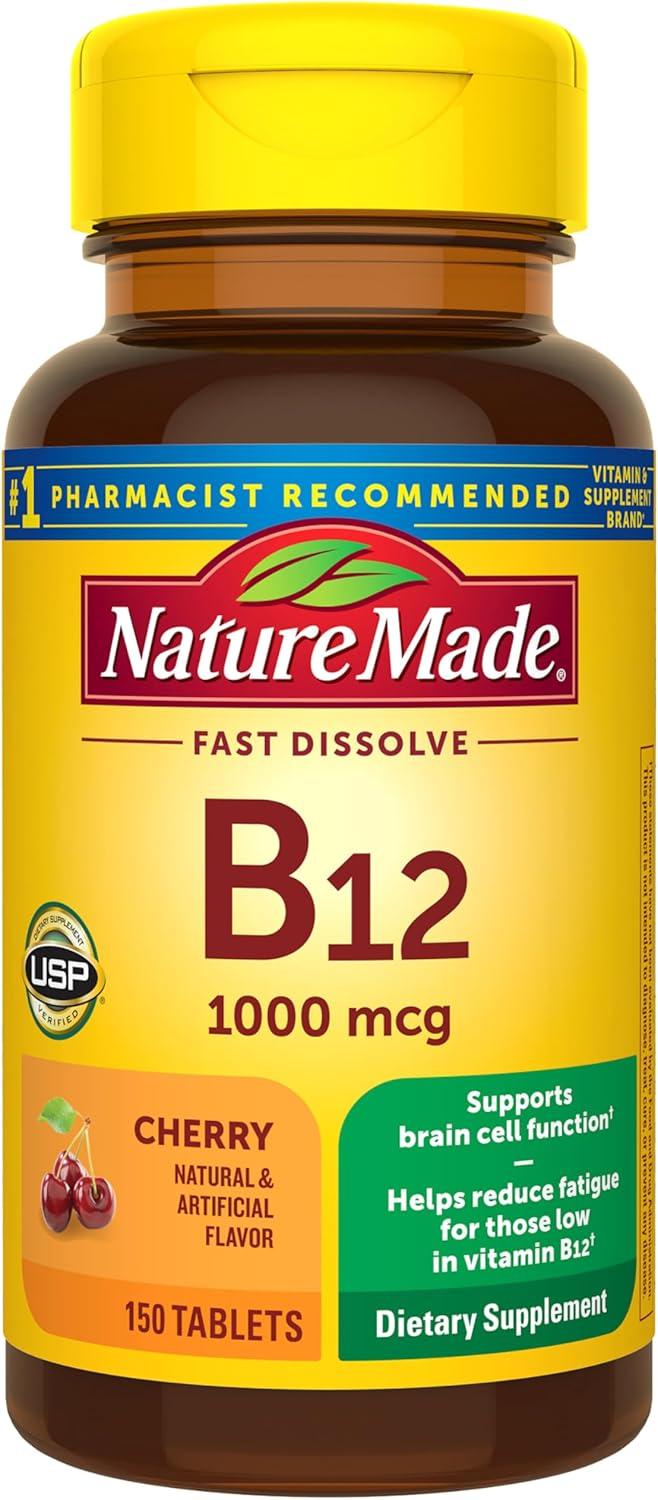 image:imageNature Made Vitamin B12 1000 mcg Easy to Take Vitamin B12 Sublingual Tablets for Energy Metabolism Support 150 Sugar Free Fast Dissolve Tablets 150 Day SupplyCherry