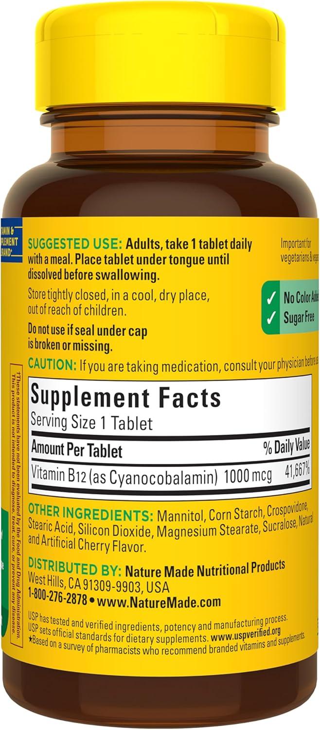 image:imageNature Made Vitamin B12 1000 mcg Easy to Take Vitamin B12 Sublingual Tablets for Energy Metabolism Support 150 Sugar Free Fast Dissolve Tablets 150 Day SupplyCherry