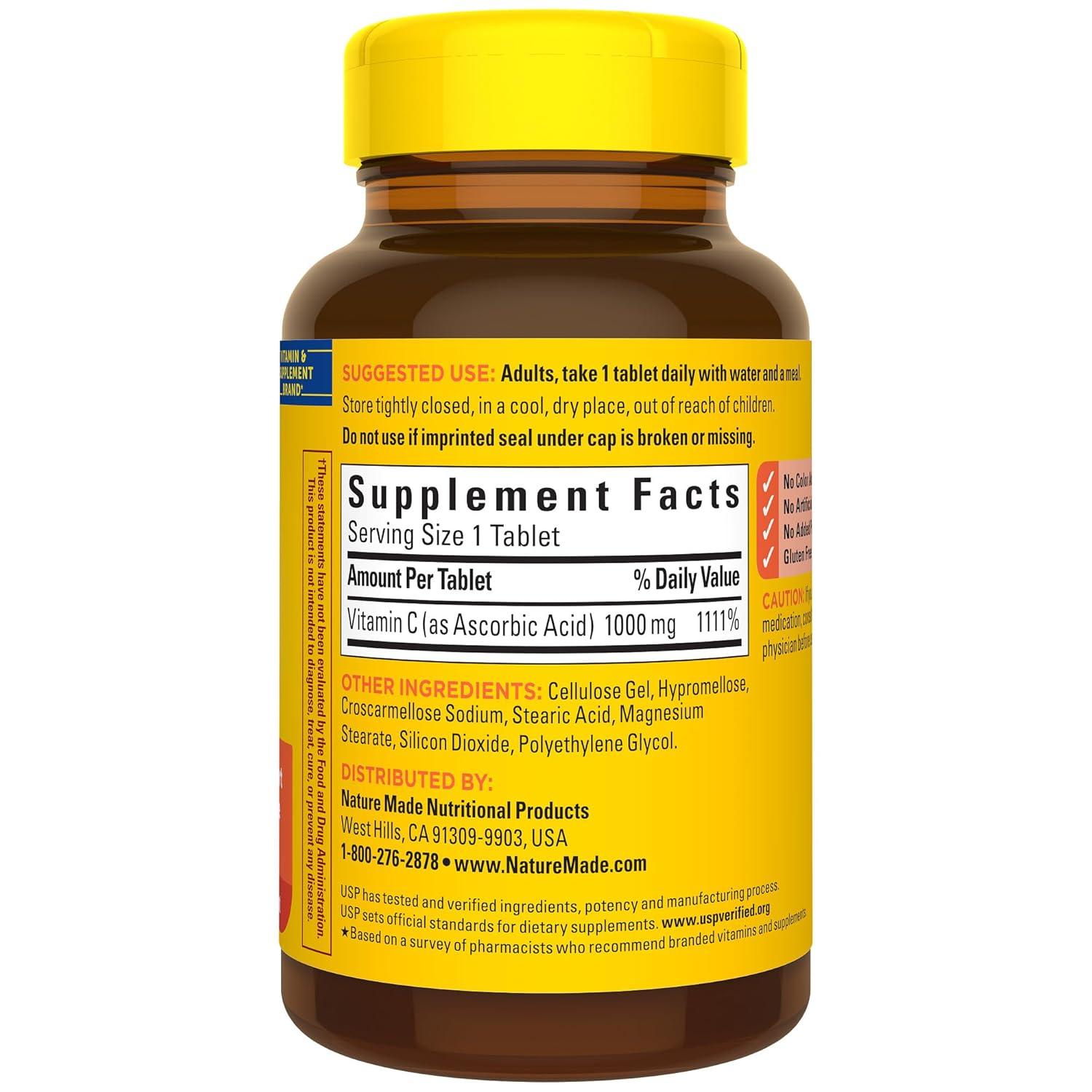image:imageNature Made Vitamin C 1000 mg Extra Strength Dietary Supplement for Immune Support 100 Tablets 100 Day Supply100 Count Pack of 1