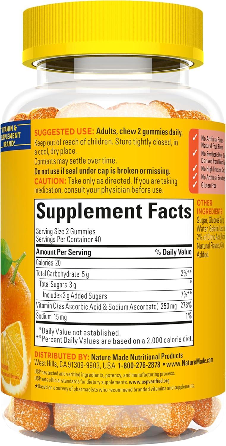 image:imageNature Made Vitamin C 250 mg Per Serving Dietary Supplement for Immune Support Vitamin C Gummies for Adults 150 Gummies 75 Day SupplyTangerine