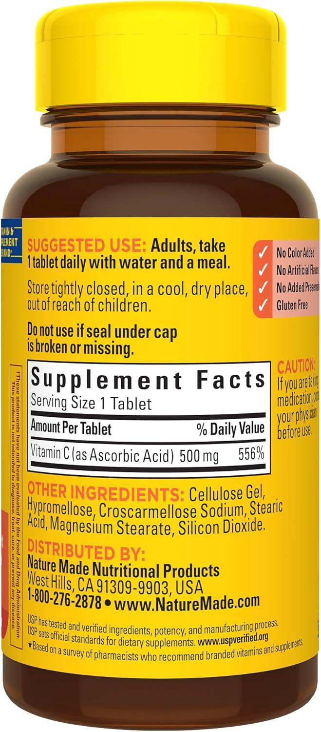 image:imageNature Made Vitamin C 500 mg Tablets Dietary Supplement Vitamin C for Immune Support 100 Tablets 100 Day Supply100 Count Pack of 1