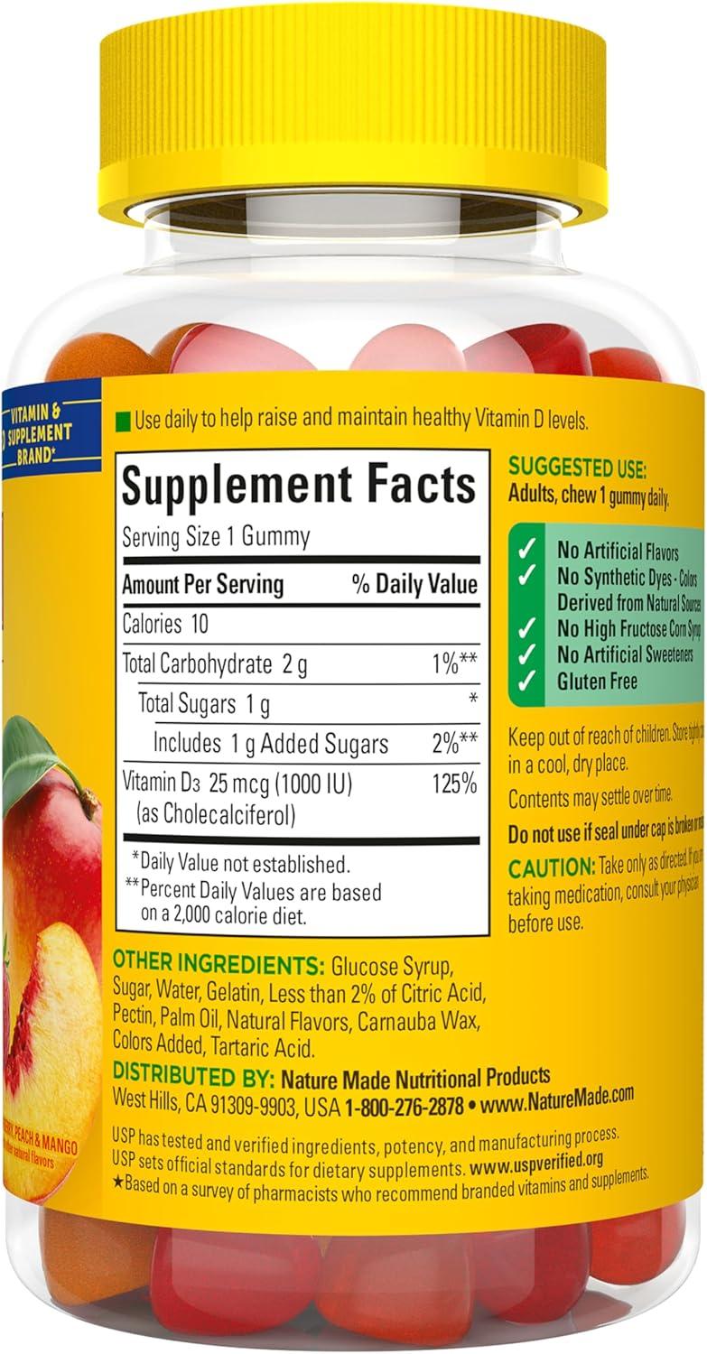 image:imageNature Made Vitamin D3 1000 IU Gummies Bone Teeth Muscle and Immune Health Support 90 Day Supply 90 Vitamin D Gummies for Adults