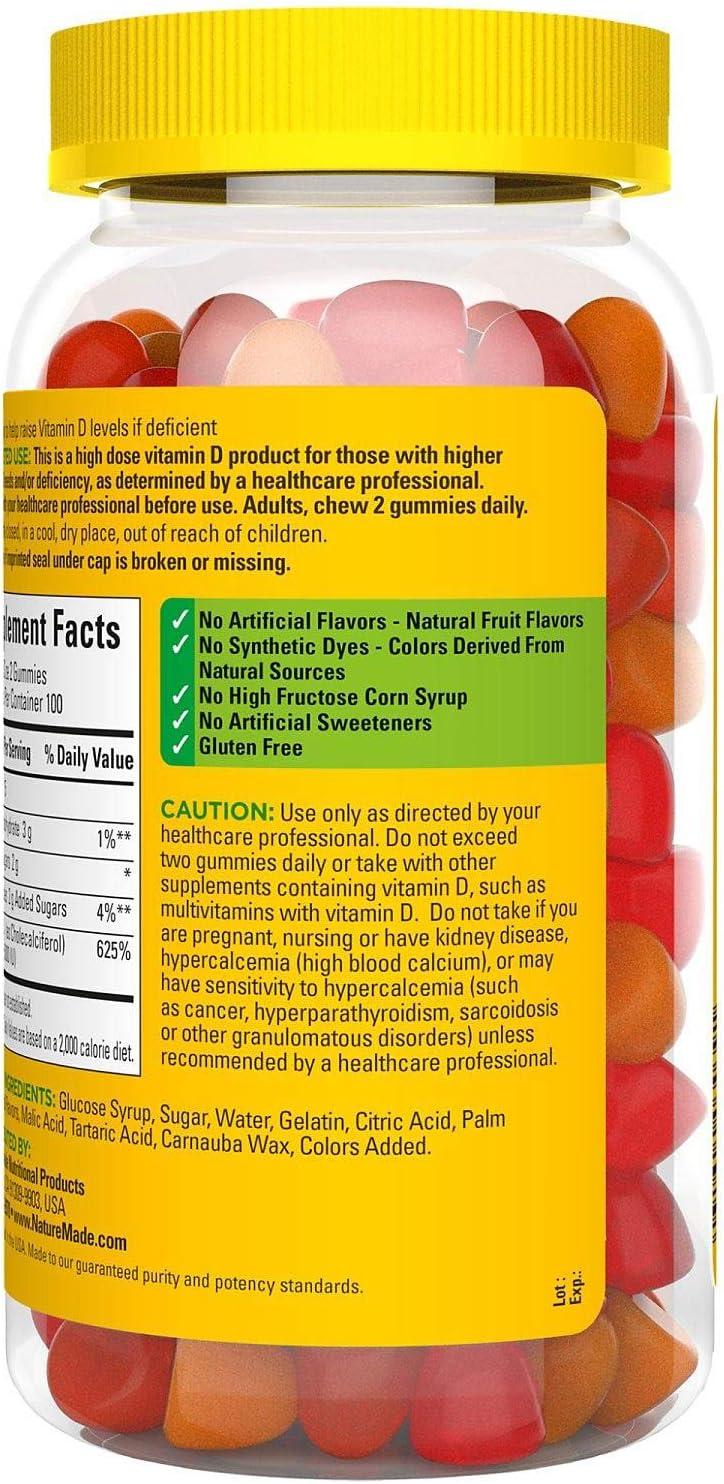 image:imageNature Made Vitamin D3 5000 IU Per Serving Gummies Extra Strength Bone and Immune Health Support 80 Vitamin D Gummies for Adults 40 Day SupplyStrawberry Peach Mango